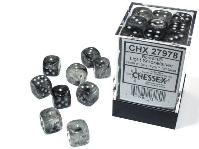 Chessex 27978 Light Smoke/Silver Borealis Luminary 36D6 image 0